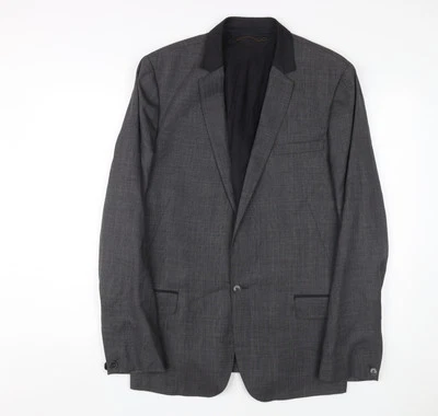 Blazer ajustado a cuadros gris AllSaints para hombre, talla 40 Foto 1 de 4