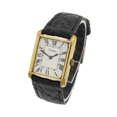 Reloj manual Cartier Tank chapado en oro 23 mm para dama esfera blanca como está #W662025-2 Foto 1 de 4
