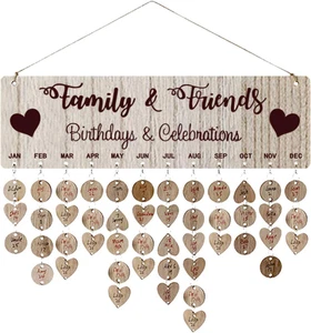 Wooden Tags Birthday Reminder Calendar DIY Family and Friend Birthday Anniversar - Picture 1 of 9