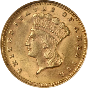 1874 Type 3 Indian Princess Gold $1 NGC MS63 Nice Eye Appeal Nice Strike - Picture 1 of 4