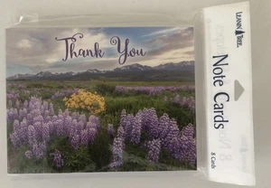 8 Leanin Tree Cards Blank Inside, THANK YOU, Field of Purple Flowers, Mountains - Picture 1 of 2