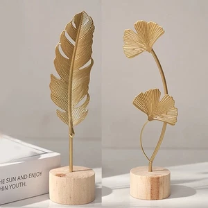 Nordic Gold Ginkgo Leaf Crafts Leaves Sculpture Luxury Living Room Decor - Picture 1 of 9