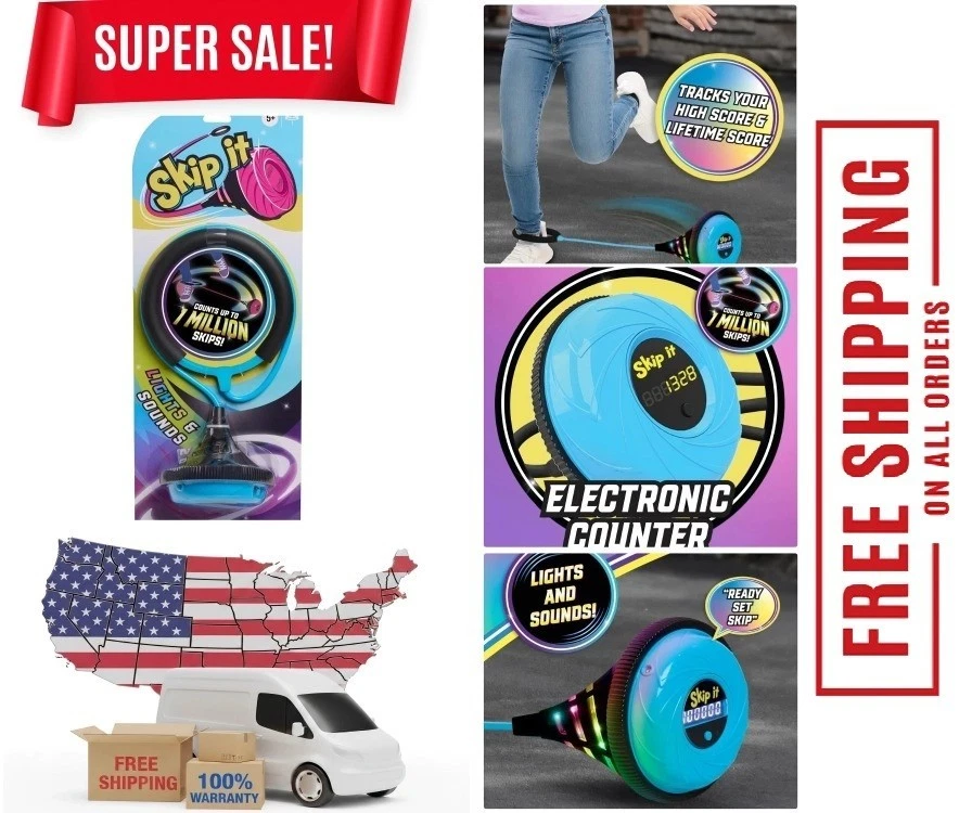 Skip It Light Up Ball & Digital Counter Pink Retro Outdoor Game Hasbro