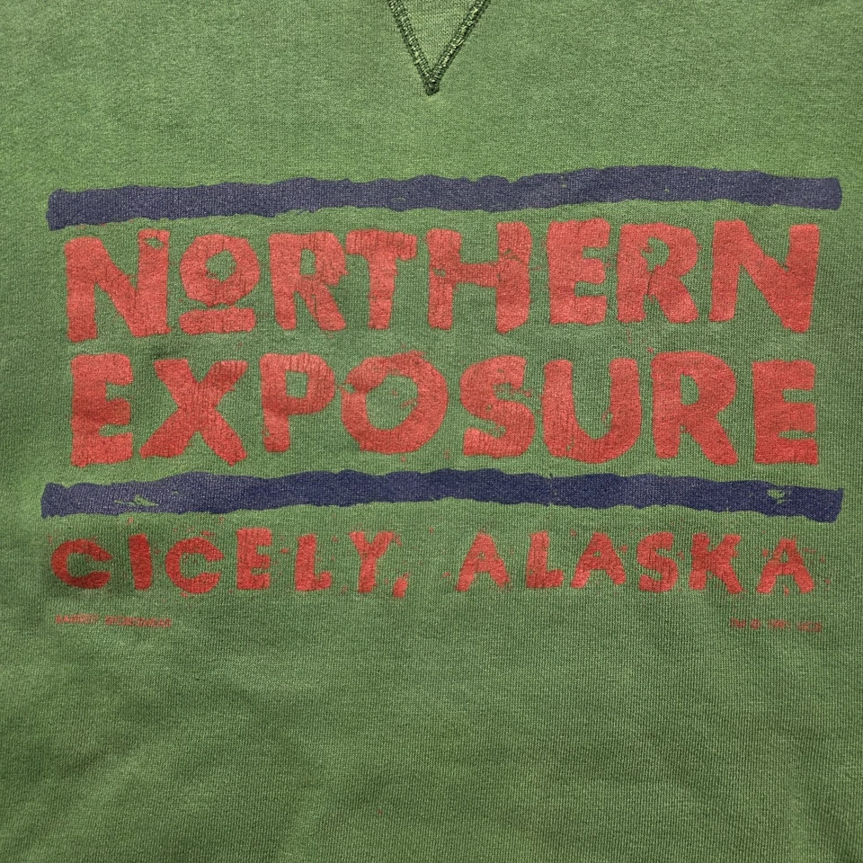 VTG Northern Exposure Cicely Alaska Sweatshirt Mens L Santee HVYWT Green USA - Image 1 of 4