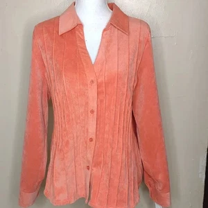 Rebecca Malone apricot Baby Wale Cordhemd mit Biesen Detail XL Neu mit Etikett - Bild 1 von 10