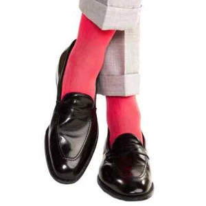 Dapper Classic Over the Calf Socken Solid Coral Pink Rib Stripe - Bild 1 von 2