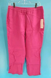 Vintage Willi Smith Size 12 Pink Linen Capri Pants - Picture 1 of 5