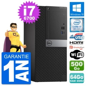 PC tour DELL OptiPlex 7050 i7-6700 RAM 64Go Disk 500Go HDMI Windows 10 Wifi - Afbeelding 1 van 7