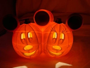 Mickey & Minnie Mouse Light Up Halloween Jack O Lantern Pumpkin Blow Mold Works - Picture 1 of 10