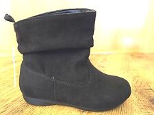 Black Ankle Slouch Boot Girls Toddler Size 8 Mock Suede PULL ON Casual Dress New