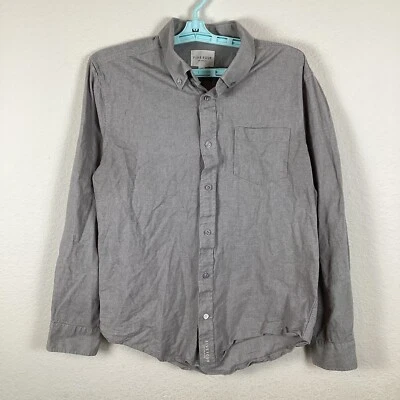 Camisa con botones Five Four para hombre talla M gris mediano manga larga lisa excelente Foto 1 de 4