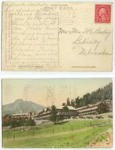 1926 Estes Park Colorado flag cancel on Rocky Mountains Lodge postcard - Picture 1 of 1