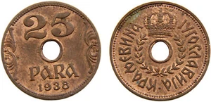 Yugoslavia 1938 25 Para Bronze UNC - Picture 1 of 1