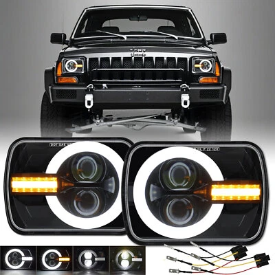 For Jeep Cherokee XJ 1984-2001 Pair 5x7" 7x6 LED Headlights Sealed High/Low Beam - Image 1 of 4