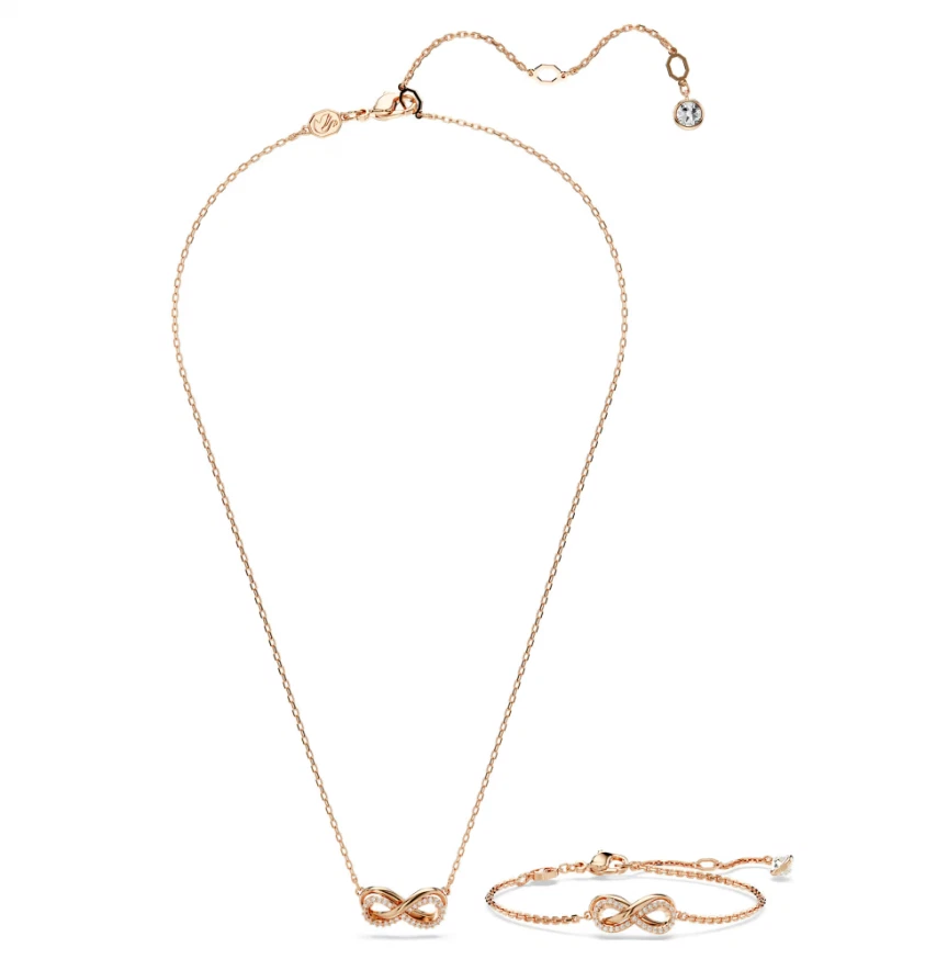 Swarovski - Conjunto Hyperbole - Infinito, branco, banhado a ouro rosa - Imagem 1 de 1