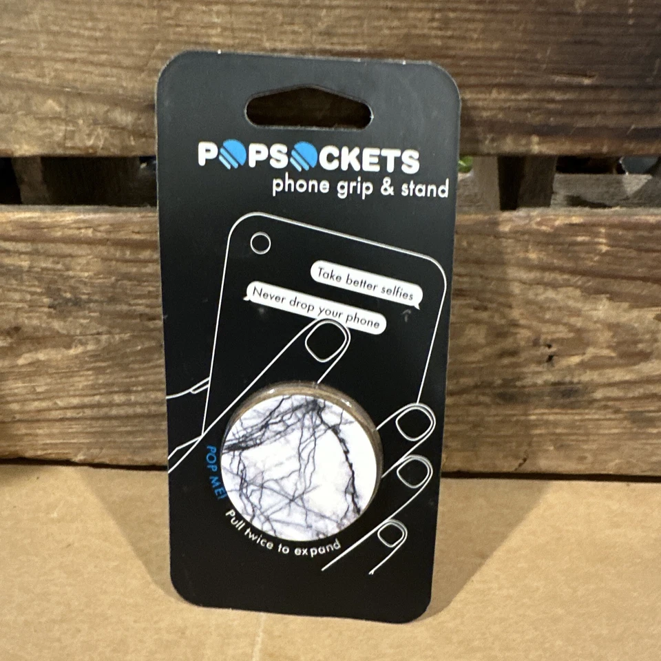 PopSockets White Marble Collapsible Grip & Stand Phone Holder