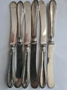 HALLMARKED SOLID SILVER HANDLED BUTTER KNIVES 1919 WILLIAM YATES - Picture 1 of 8