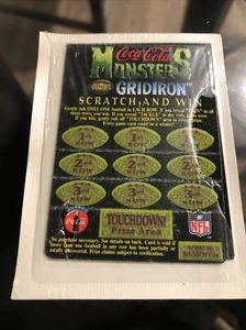 Tarjeta de rascar y ganar de Coca Cola Monsters of the Gridiron SIN RASCAR/SELLADA - Imagen 1 de 3