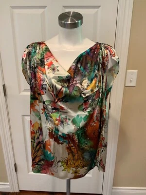 Top drapeado sin mangas con estampado floral blanco Diesel, talla XS Foto 1 de 4