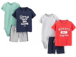 Carter's Infant Boys 3 Pc T-Shirt Bodysuit & Shorts Set NWT 6M or 12 Months - Picture 1 of 7