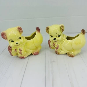 Maceta de cerámica amarilla vintage antropomórfica perro ojo grande maceta kitsch - Imagen 1 de 17