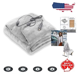 12V Heated Travel Blanket - Large Plush Electric Car Blanket for Winter Warmth - Picture 1 of 8