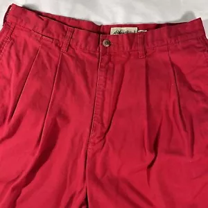 Eddie Bauer Rojo Resistente Vintage Doble Plisado 8" Chino Shorts - Talla 35 - Imagen 1 de 10