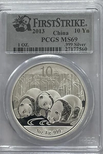 2013 First Strike China 10 Yuan .999 Fine Silver 1 Oz Panda PCGS MS69 - Picture 1 of 4