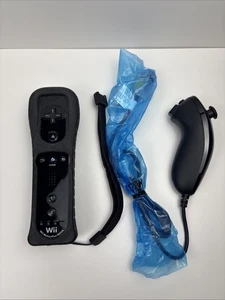 Nintendo Wii RVL-036 Motion Plus Black Remote Controller with OEM Nunchuck - Picture 1 of 8
