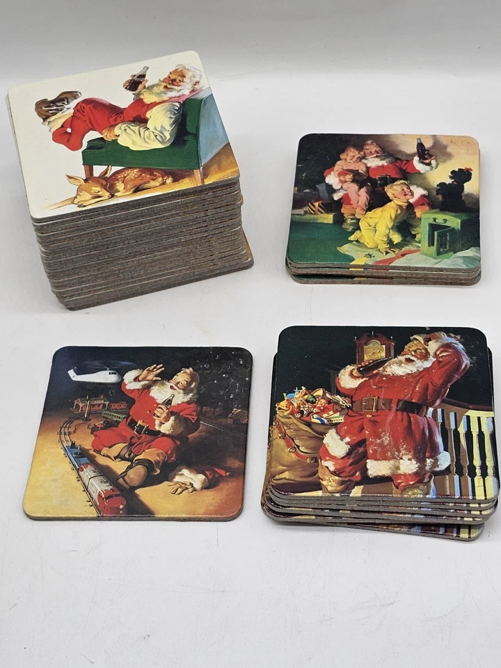 MIXED LOT OF 30 COCA-COLA COKE COASTERS CHRISTMAS DESIGNS CORK-BACKED 1999/2000 - Image 1 of 4