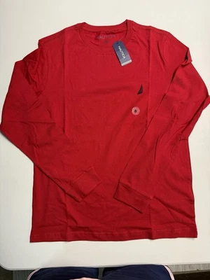 Camiseta de hombre Nautica manga larga cuello redondo cubierta roja talla pequeña nueva con etiquetas Foto 1 de 4