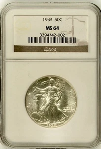1939 “P” Walking Liberty Half Dollar *NGC MS 64* T-200 - Picture 1 of 4