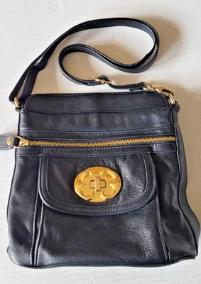 Emma Fox Black Leather Crossbody Handbag/Purse with Gold Hardware - Image 1 of 4