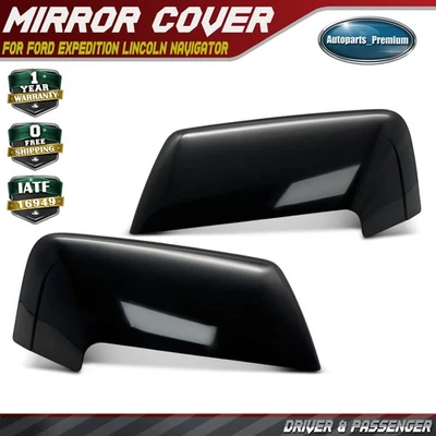 Par de tapas de cubierta de espejo lisa negra para Ford Expedition Lincoln Navigator 07-14 Foto 1 de 4