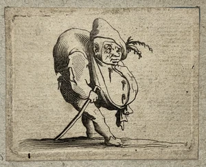 Buckelrute KRÄFTIGES WASSER Gravur JACQUES CALLOT Figur Gobbi XVII° - Bild 1 von 2