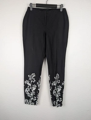 Pantalones Alfani Mujer 2 Negro Blanco Floral Tobillo Ajustado Elástico Vestido de Carrera Trabajo Foto 1 de 4