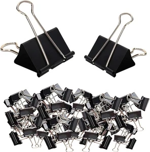 100pcs Bulldog Clips Small Bulldog Clips Black Stainless-Steel Clips Binder Clip - Picture 1 of 6