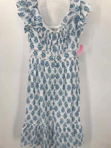 Pre-Owned Pink City Prints White Size Medium Floral Maxi Short Sleeve Dress - Picture 1 of 3