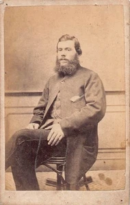 CDV Karte Foto schwerer bärtiger Mann sitzend Sydney Australien viktorianisch - Bild 1 von 3