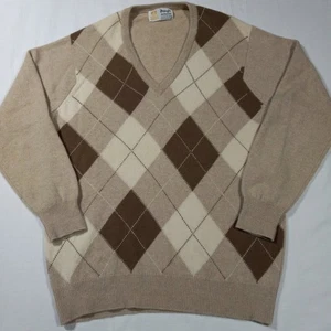 L Pringle Cashmere Hand Intarsia Scotland Argyle Sweater Vintage 80s 90s - Picture 1 of 6