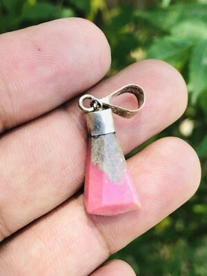 Hermoso colgante de rodonita de piedras preciosas naturales colgante de plata de ley 925 Foto 1 de 4