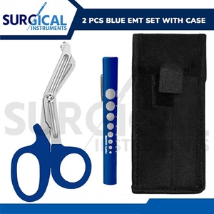 2 Piece BLUE EMT Set With Case Paramedic Nursing EMS Emergency German Grade - Picture 1 of 8