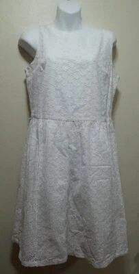 $149 Vestido Ellen Tracy Blanco Ojales Sin Mangas Hasta la Rodilla Algodón D2D ~6 M3020 Foto 1 de 4