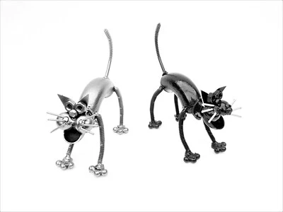 Cat Handmade Recycled Sculpture Model Figure Metal Art Productions - Image 1 of 4