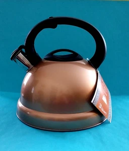 COPPER Finish STAINLESS STEEL Whistling TEA KETTLE Stay Cool Handle 3 QT NEW! - Picture 1 of 14