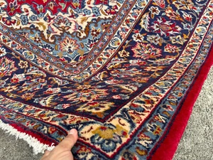9x12 VINTAGE ORIENTAL RUG colorful red blue handmade hand-knotted fine 8x11 8x12 - Picture 1 of 21