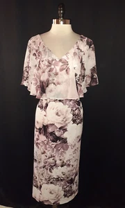 NEW CONNECTED Plus Size 24W Sheath Dress Pink Purple Floral Stretch Knit Midi - Picture 1 of 6