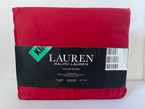Ralph Lauren KING Sheet Set 4 PCS 100% Cotton Deep Fit SOLID ADMIRAL RED - Picture 1 of 3