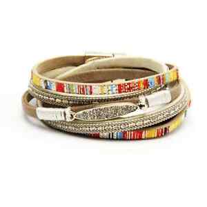 Leather Wristbands Bracelet Rope Boho Braided Straps Bangle Magnetic Clasp
