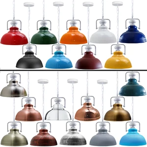Vintage Industrial Ceiling Pendant Light Retro Style Metal Hanging Lamp Shade UK - Picture 1 of 30